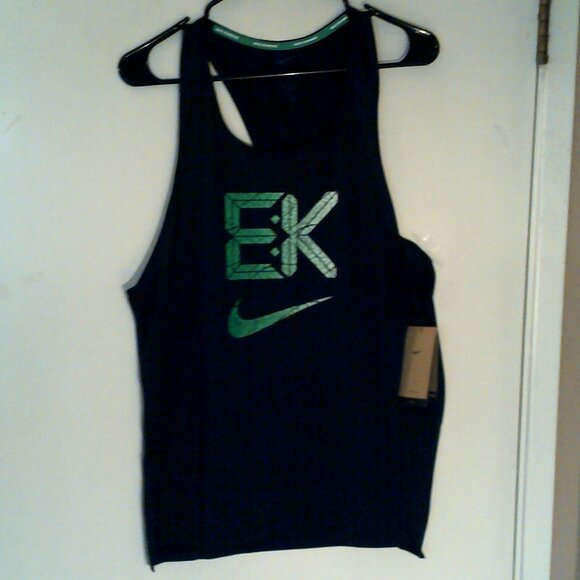 NEW NIKE RUNNING "EK - Eliud Kipchoge Tank Top" MEN'S BLACK GREEN MED FV9610-010 - Picture 8 of 8
